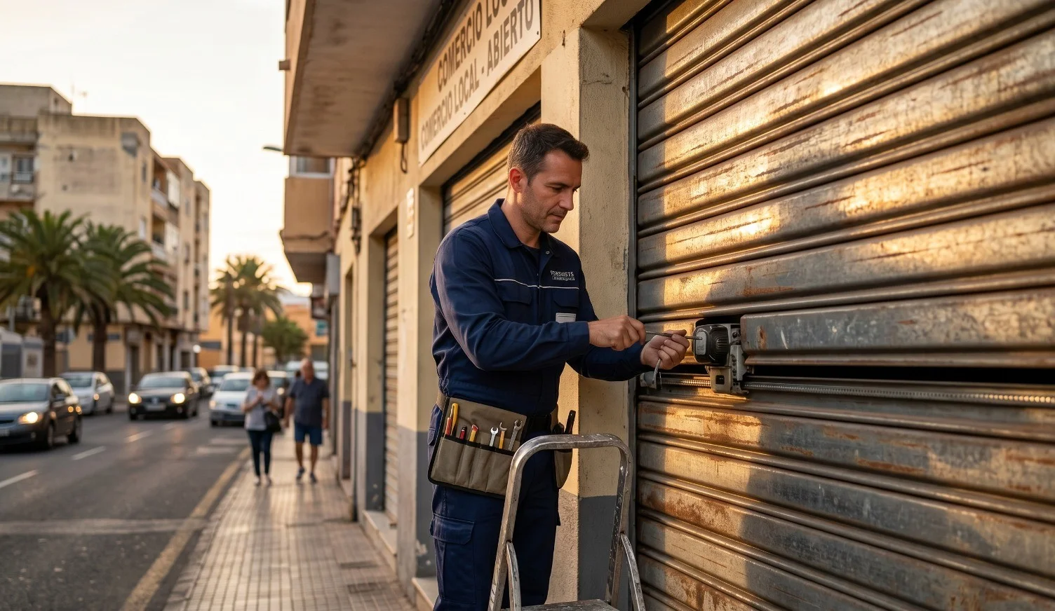 Reparación de cierre metálico persiana de local comercial en El Vendrell — Keyron Cerrajeros